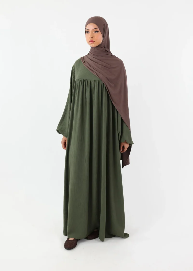 Nursing Abaya Jazz Puff Sleeves - Khaki - Image 3
