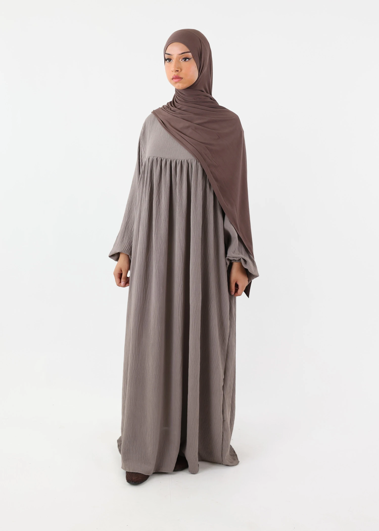 Nursing Abaya Jazz Puff Sleeves - Taupe