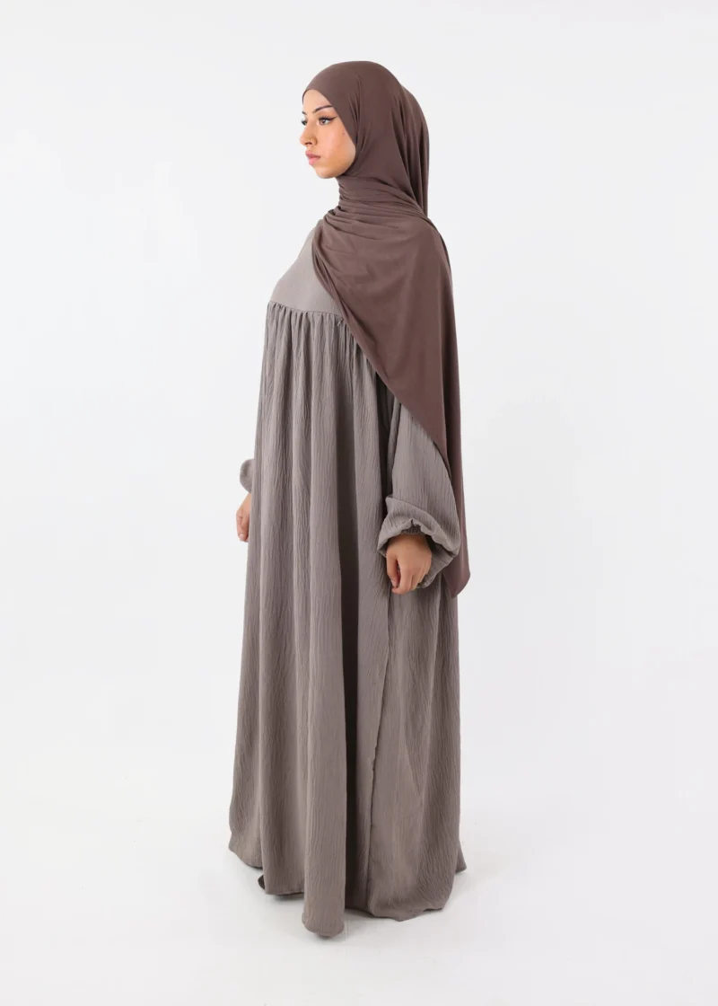 Nursing Abaya Jazz Puff Sleeves - Taupe - Image 3