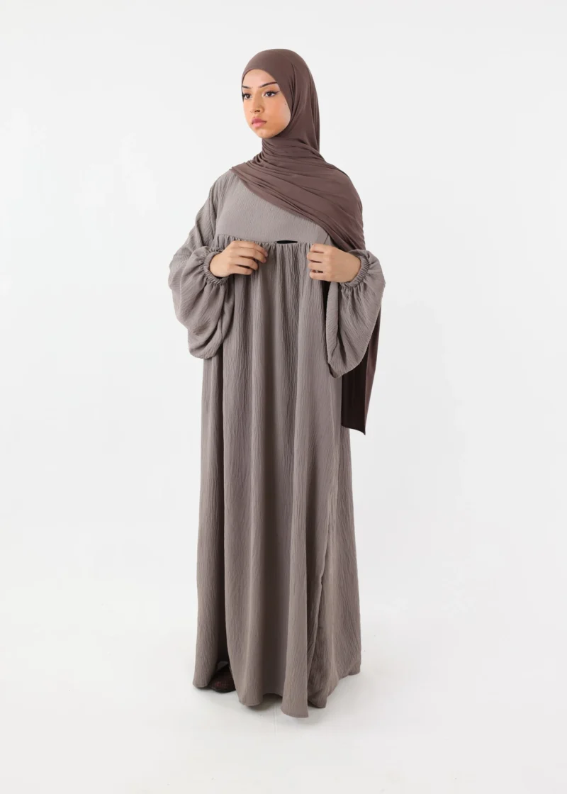 Nursing Abaya Jazz Puff Sleeves - Taupe - Image 4