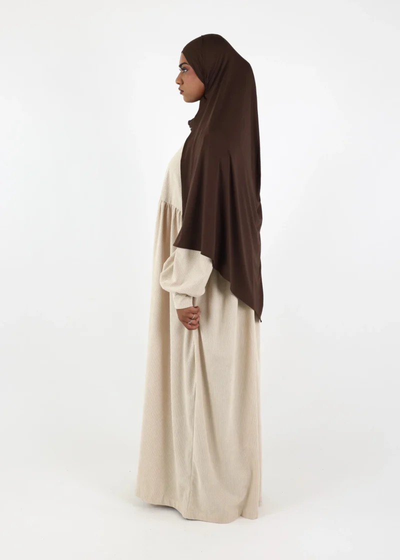 Abaya Mayssa – Warm Corduroy Abaya – Cream - Image 4