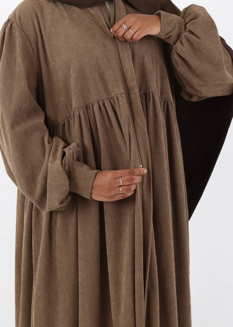 Abaya Mayssa – Warm Corduroy Abaya – Mocha - Image 3
