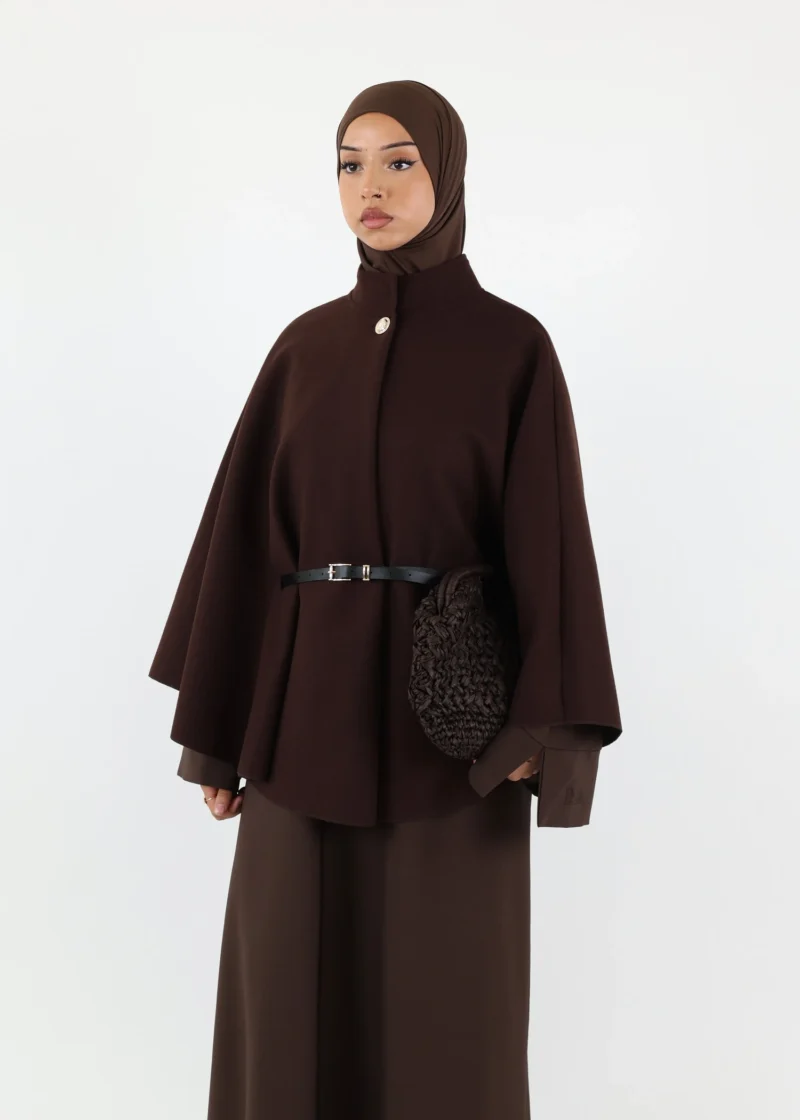 Black Belted Cape Poncho – modest winter outfit