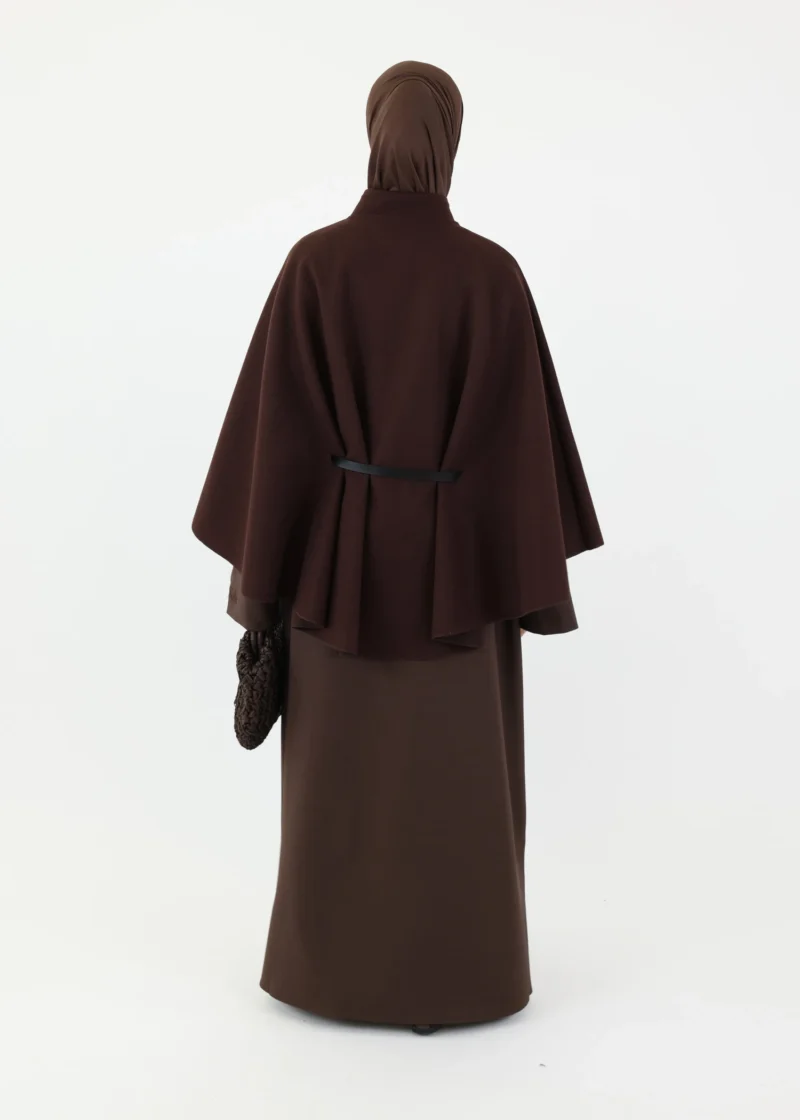 Alternative view of Belted Cape Poncho - Dark Coffee