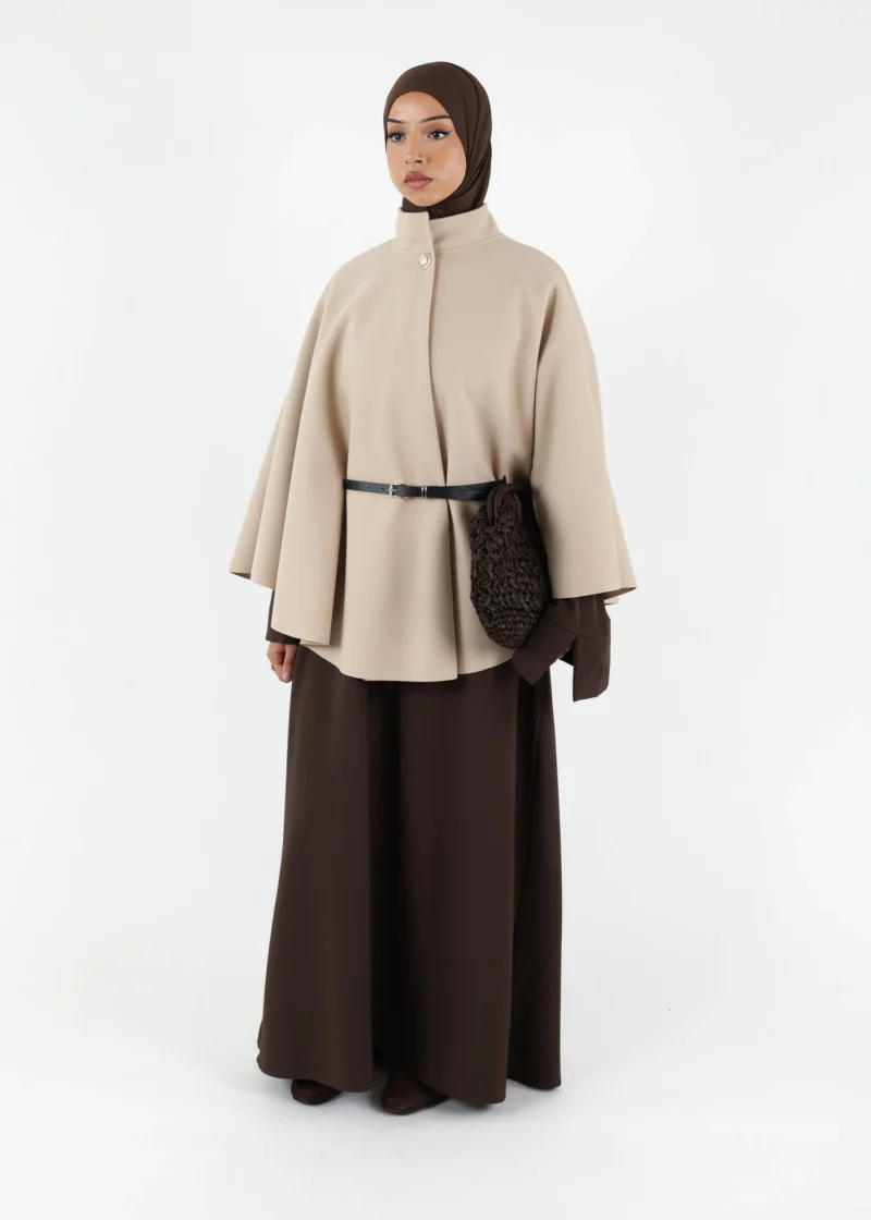 Alternative view of Belted Cape Poncho - Cream