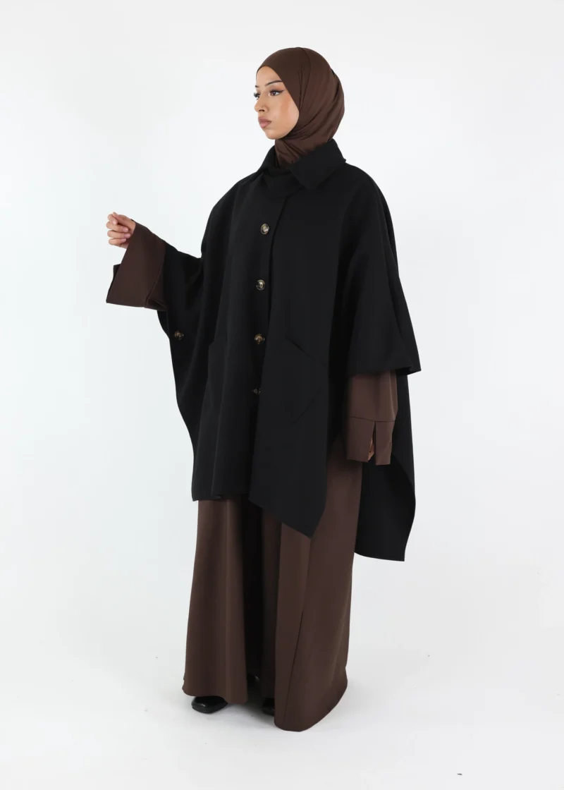 Button Up Poncho - Black
