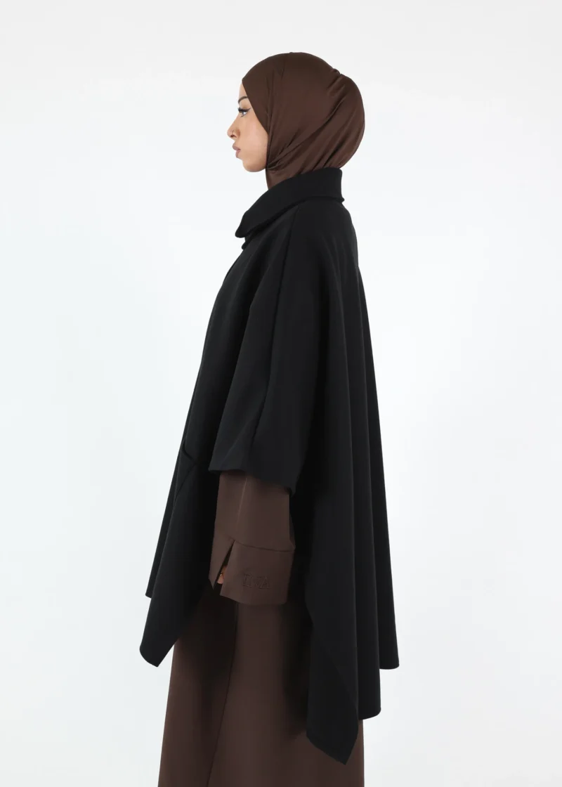 Button Up Poncho - Black - Image 3