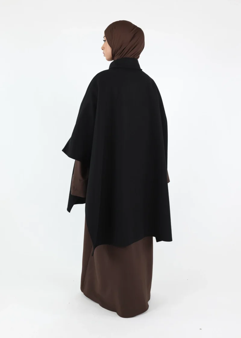 Button Up Poncho - Black - Image 4