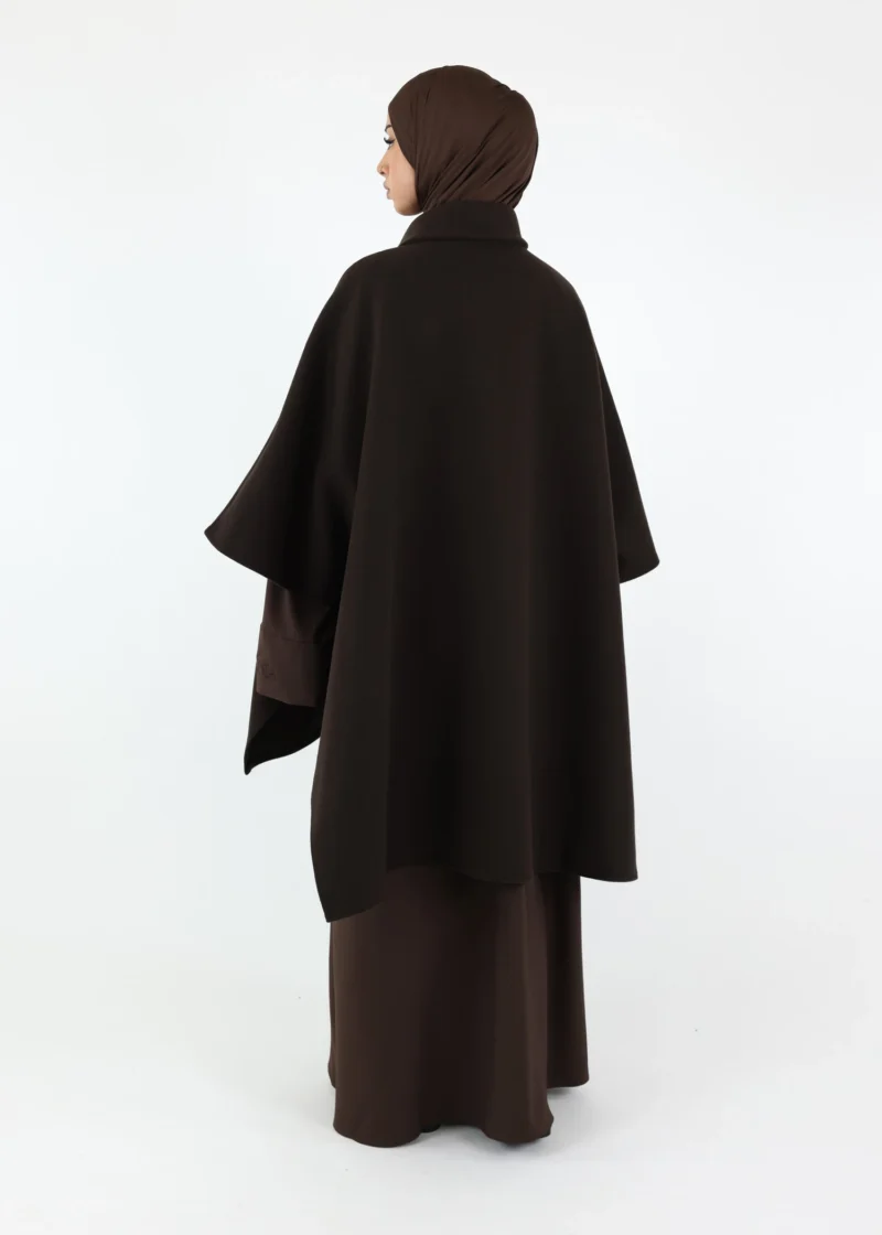 Button Up Poncho - Dark Coffee - Image 5