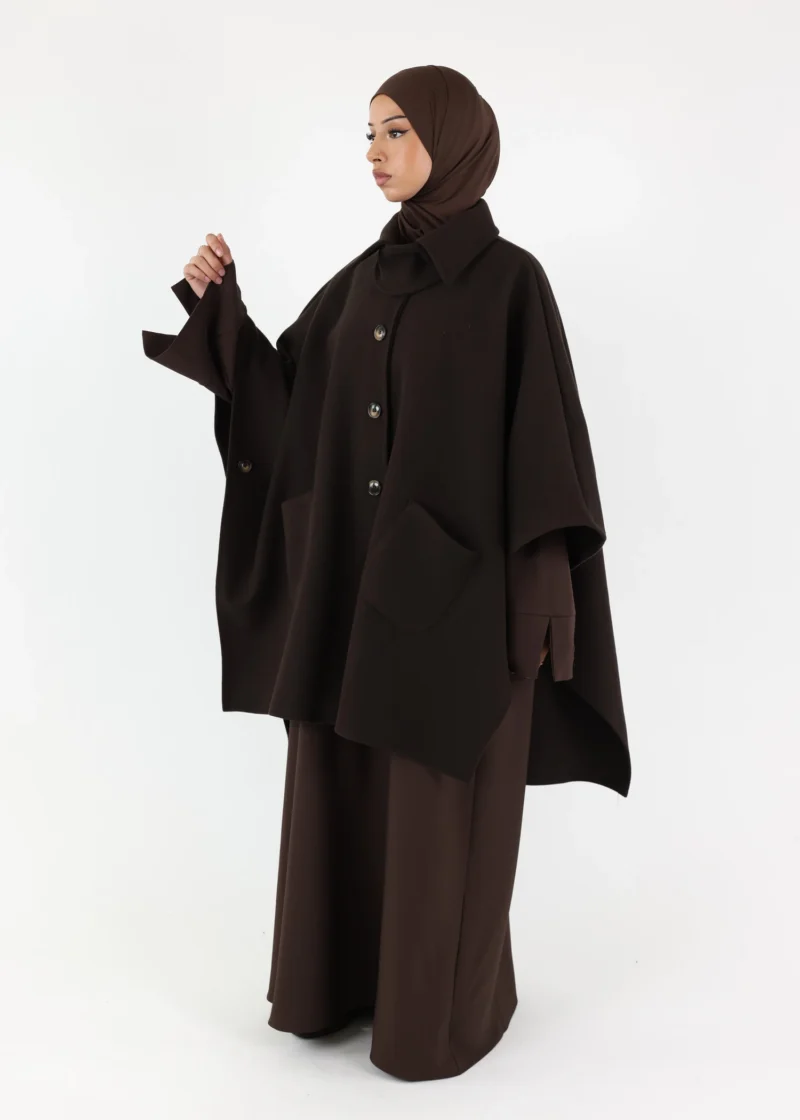 Button Up Poncho - Dark Coffee