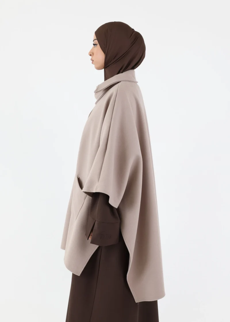 Button Up Poncho - Taupe - Image 5