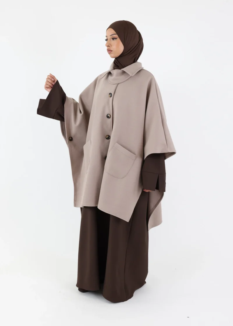 Button Up Poncho - Taupe