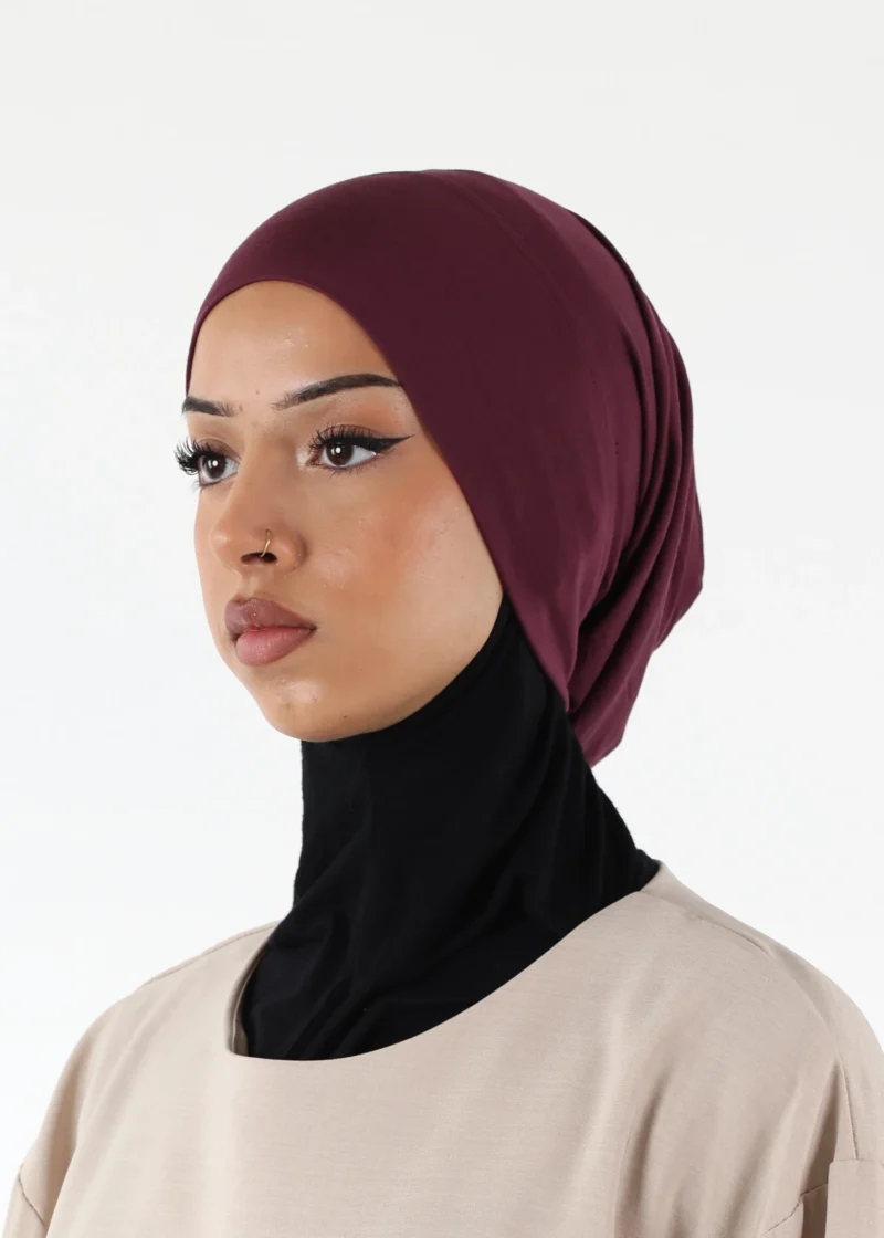 Jersey closed-cap underscarf - Soft Viscose - Burgundy - Image 4
