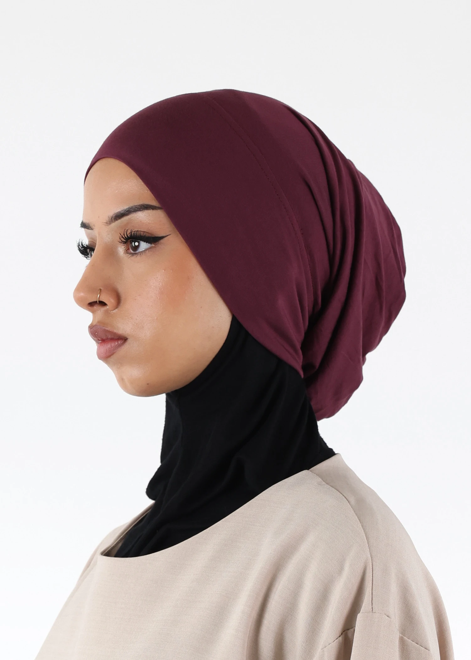 Jersey closed-cap underscarf - Soft Viscose - Burgundy
