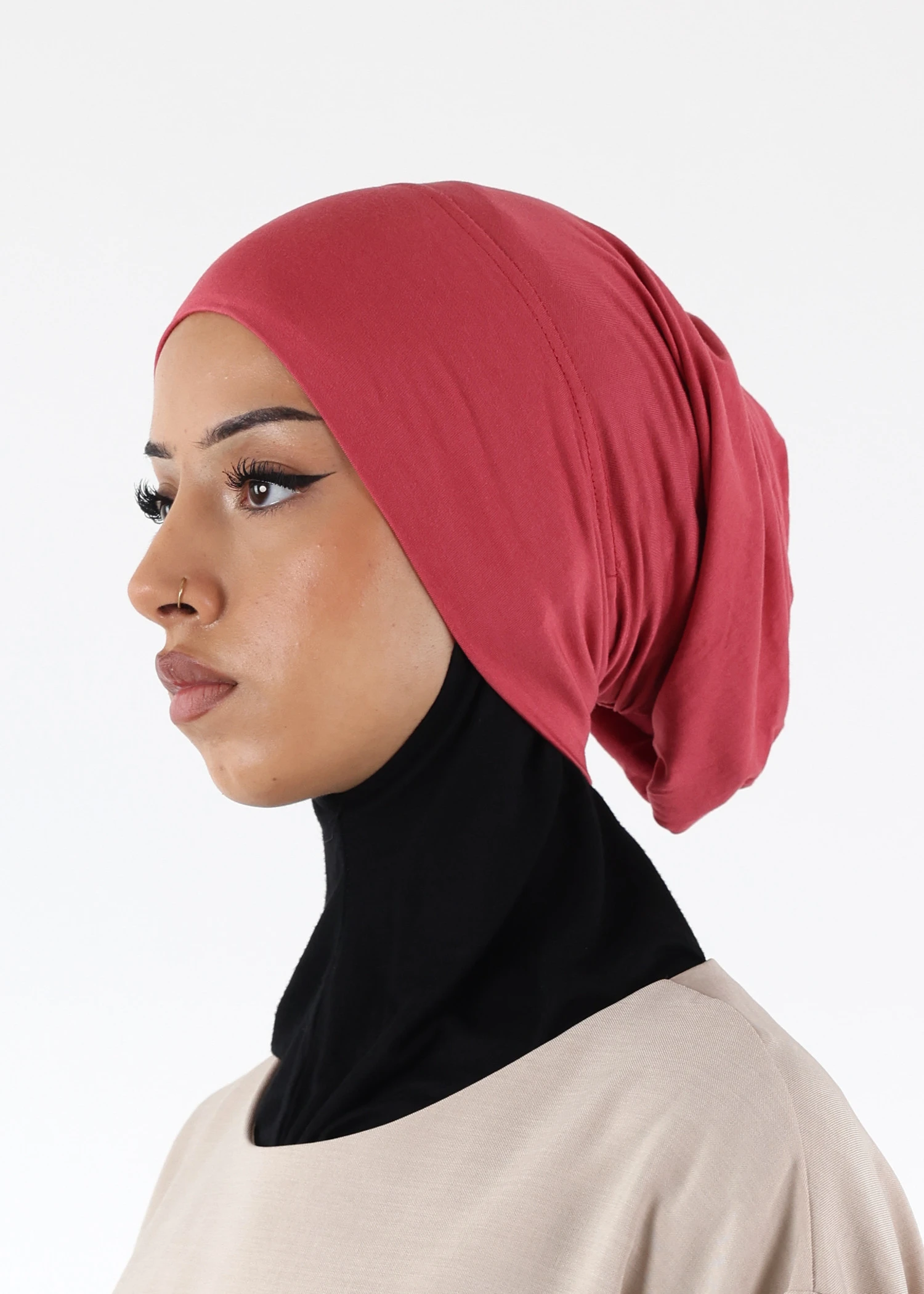 Jersey closed-cap underscarf - Soft Viscose - Dark Coral