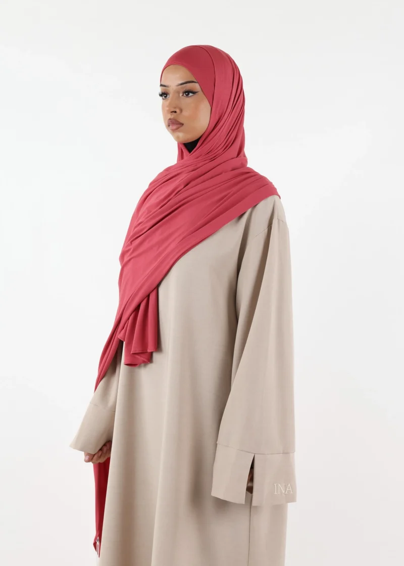 Jersey closed-cap underscarf - Soft Viscose - Dark Coral - Image 3