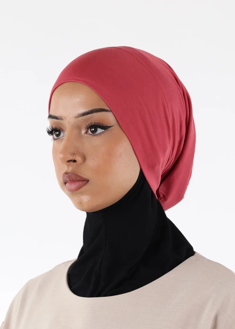 Alternative view of Jersey closed-cap underscarf - Soft Viscose - Dark Coral