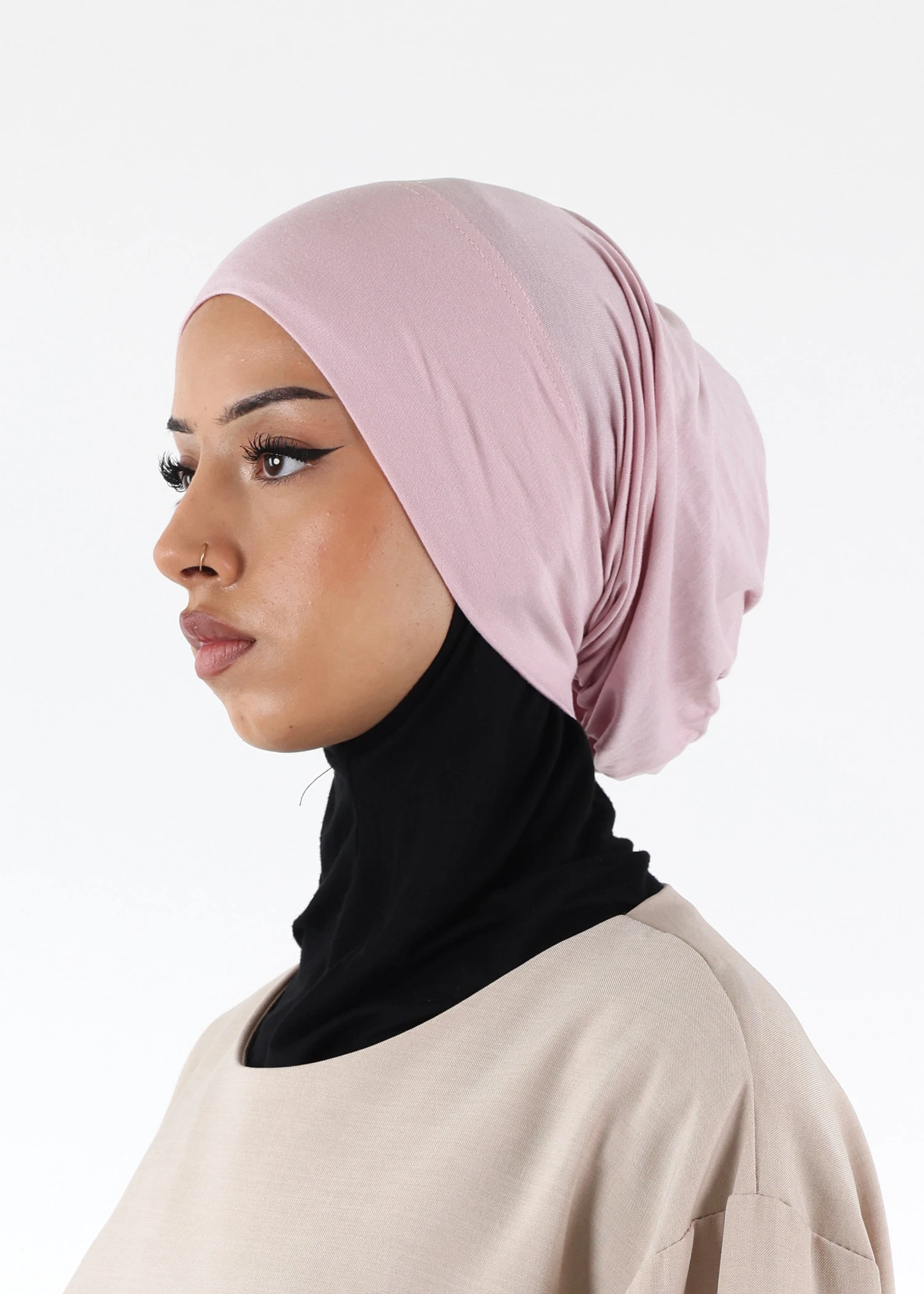 Jersey closed-cap underscarf - Soft Viscose - Dusty Pink