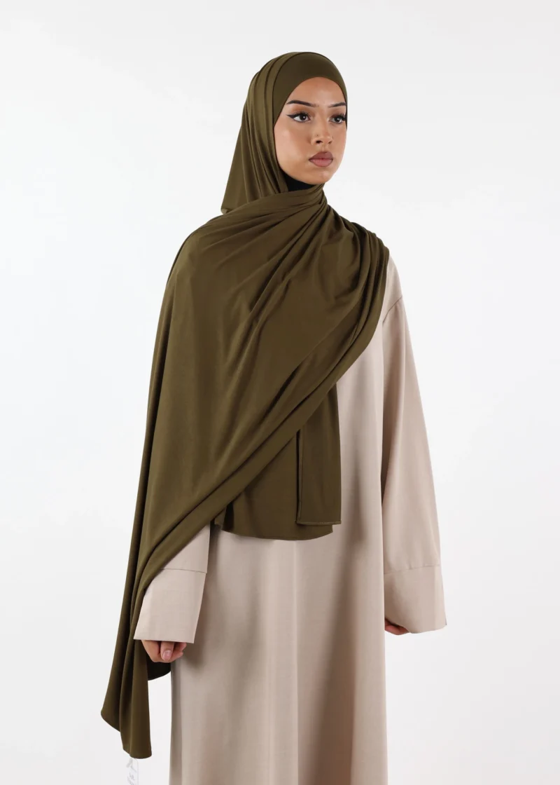 Jersey closed-cap underscarf - Soft Viscose - Khaki - Image 3