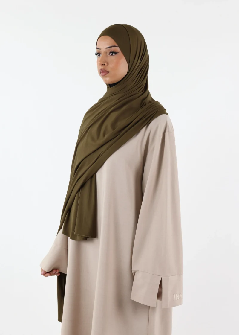 Jersey closed-cap underscarf - Soft Viscose - Khaki - Image 4