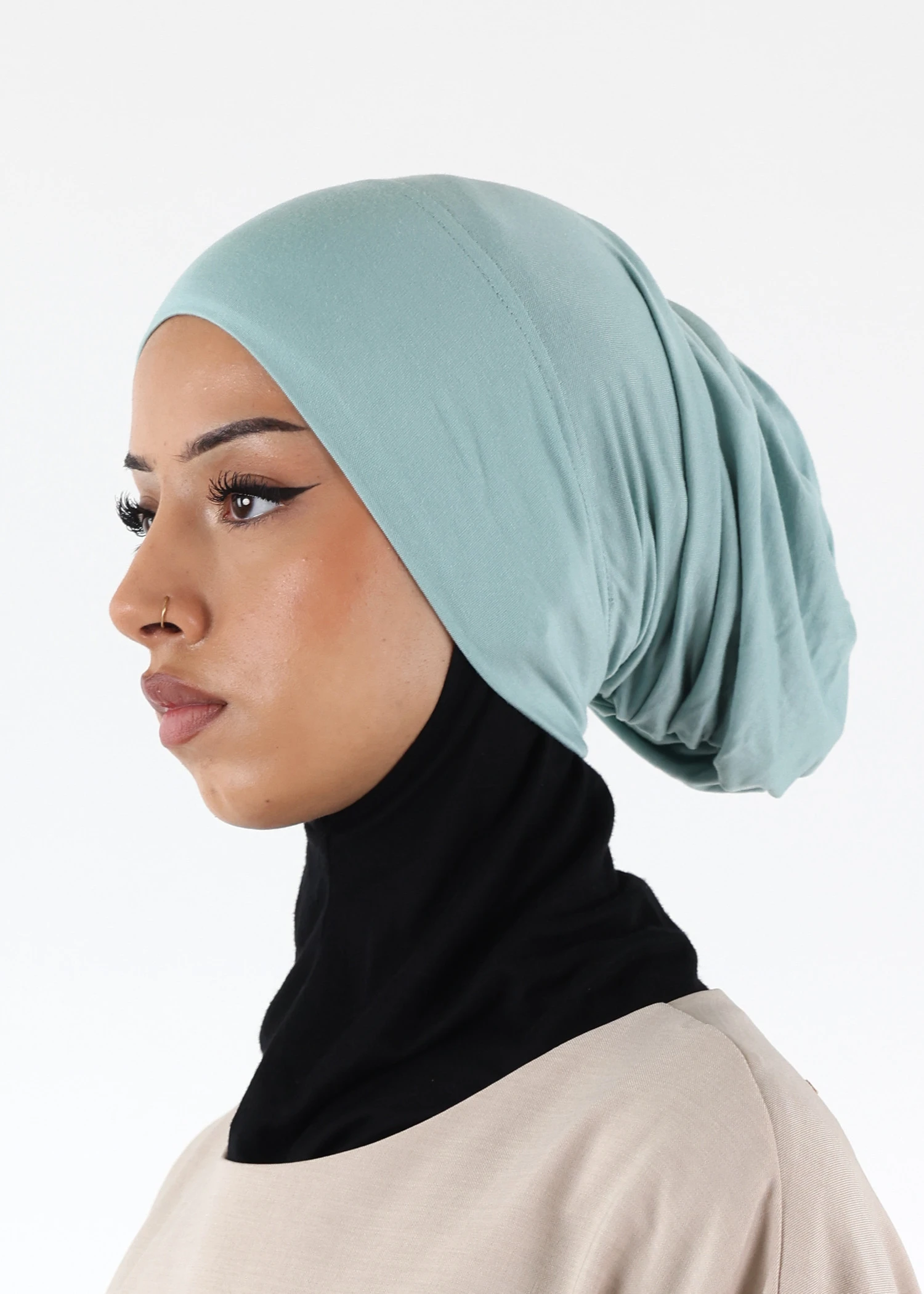 Jersey closed-cap underscarf - Soft Viscose - Misty Green