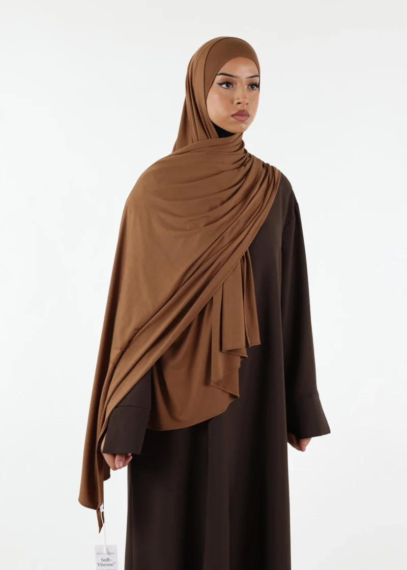 Jersey closed-cap underscarf - Soft Viscose - Mocha - Image 4