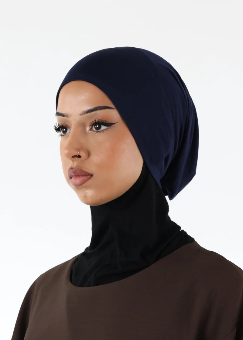Jersey closed-cap underscarf - Soft Viscose - Navy - Image 4