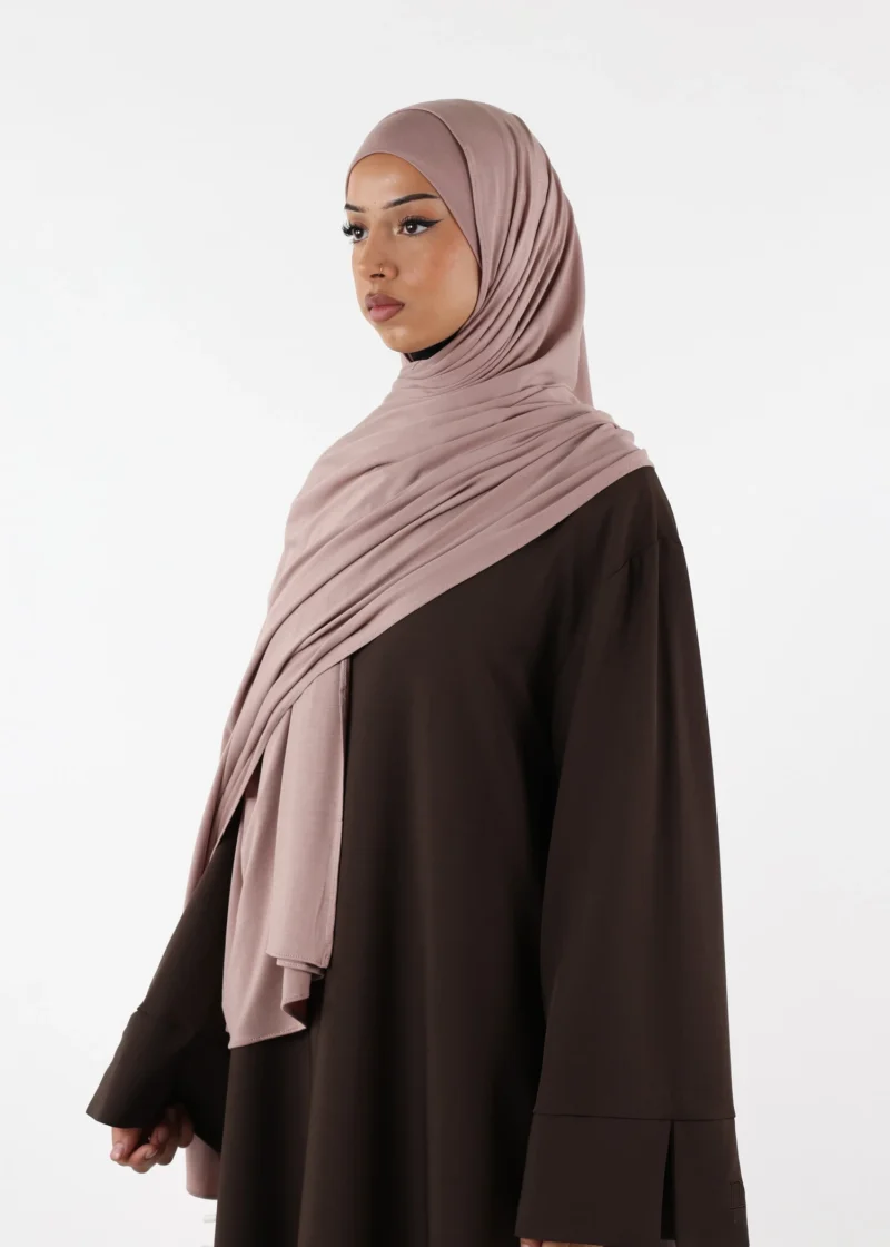 Alternative view of Jersey closed-cap underscarf - Soft Viscose - Purple Taupe
