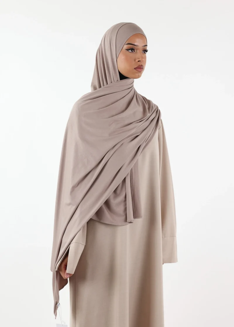 Jersey closed-cap underscarf - Soft Viscose - Taupe - Image 4