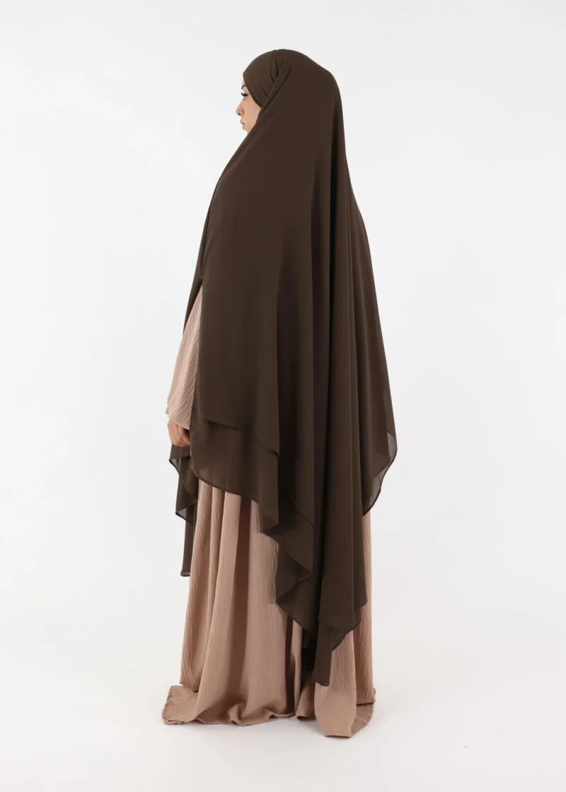 Alternative view of Maxi Khimar Cape Hayba 2 Layer Chiffon - Deep Mocha