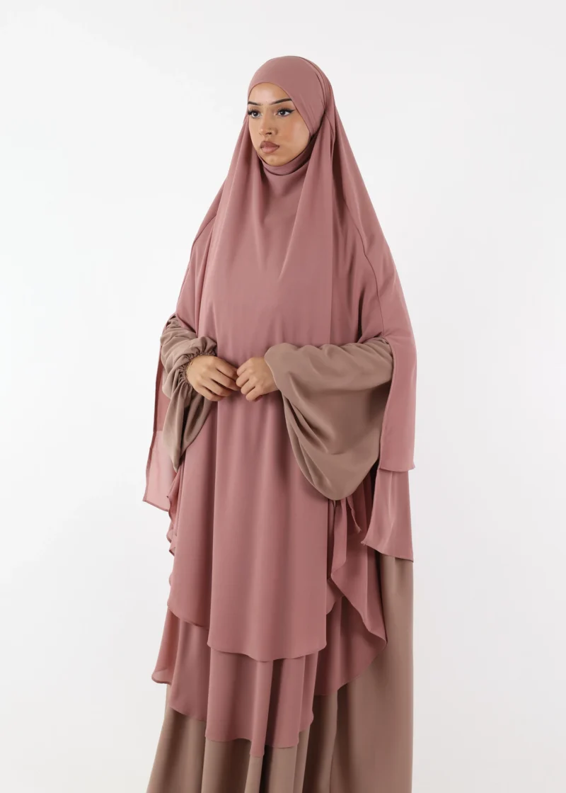 Alternative view of Maxi Khimar Cape Hayba 2 Layer Chiffon - Old Pink