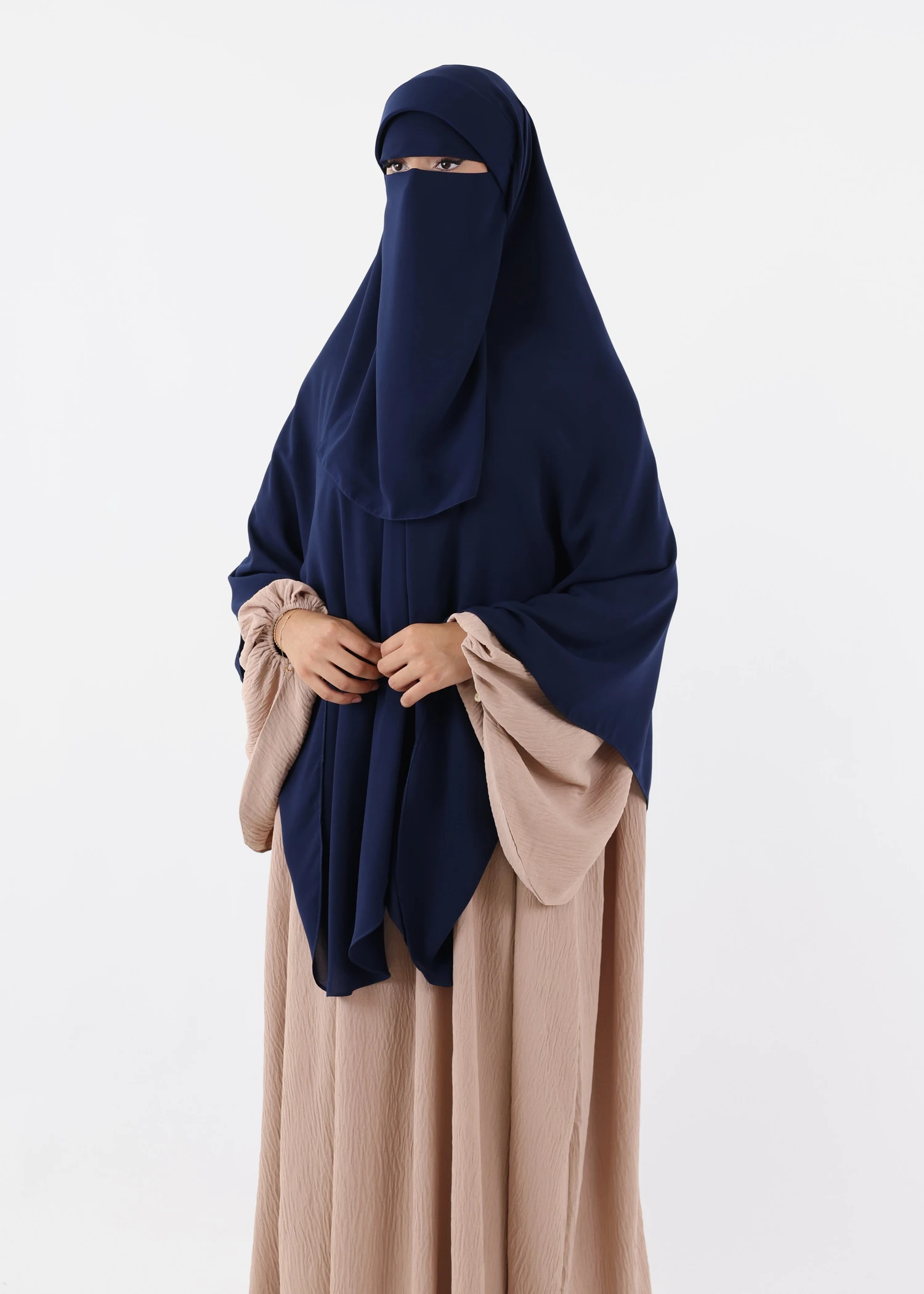 Niqab Khimar Set Cap Full Coverage - Navy