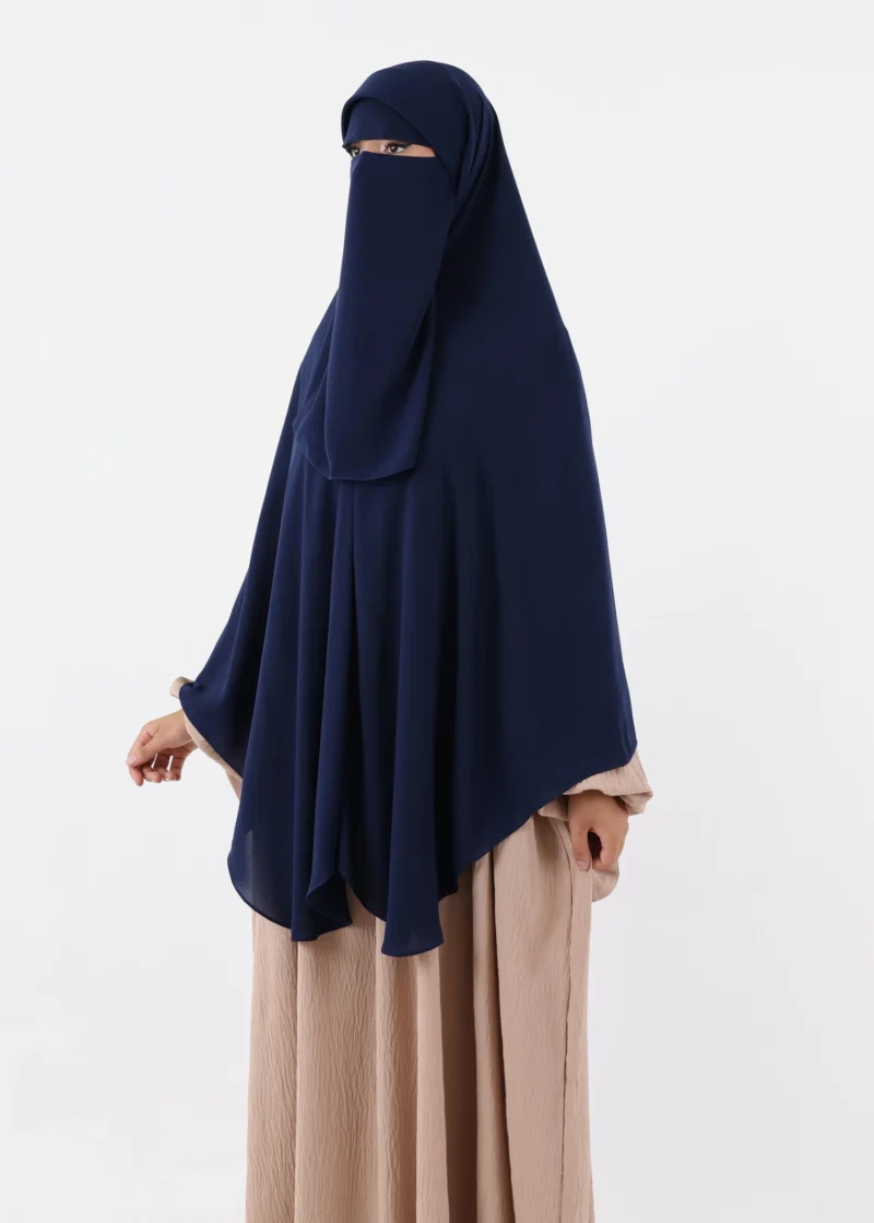 Niqab Khimar Set Cap Full Coverage - Navy - Image 4