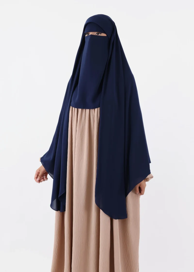 Niqab Khimar Set Cap Full Coverage - Navy - Image 5