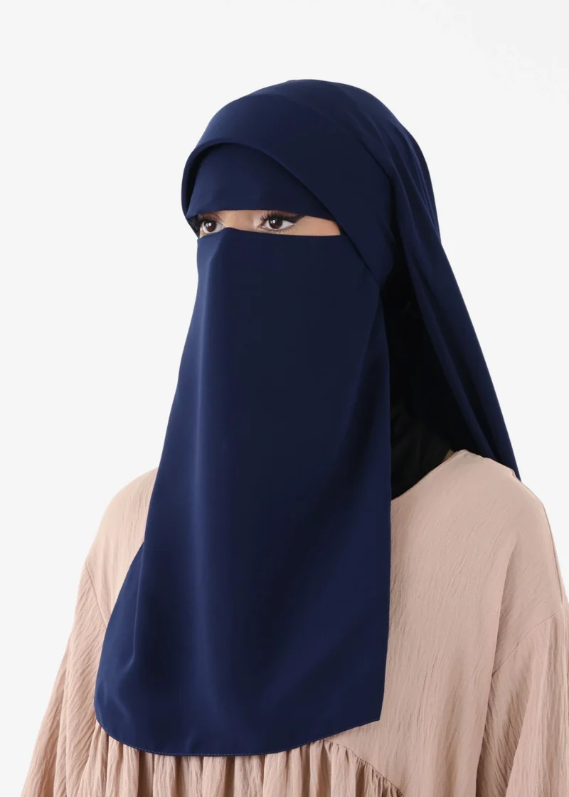 Niqab Khimar Set Cap Full Coverage - Navy - Image 3