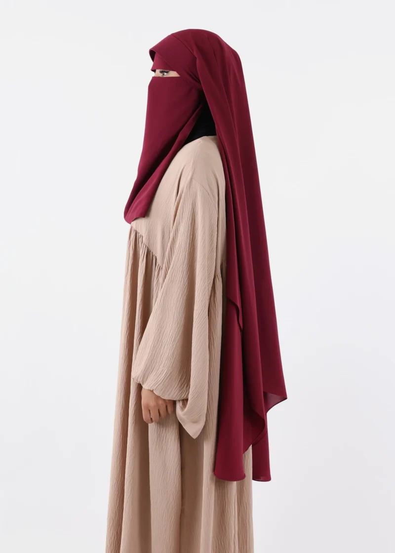 Niqab Khimar Set Cap Full Coverage - Raspberry - Image 6