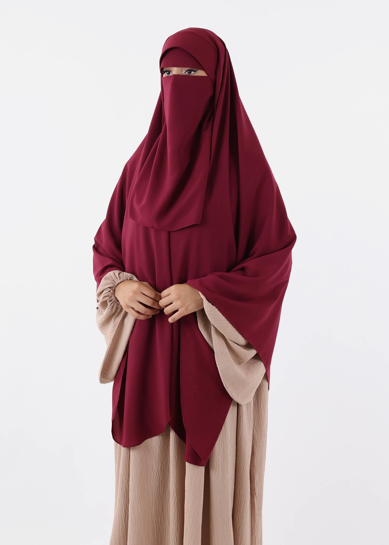 Niqab Khimar Set Cap Full Coverage - Raspberry
