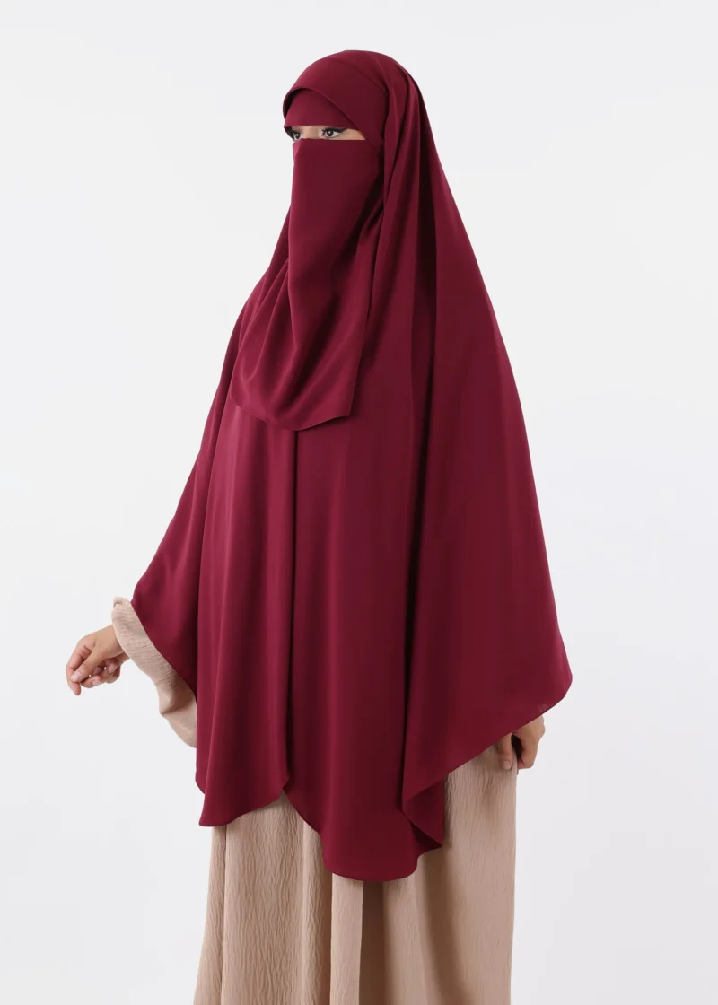 Niqab Khimar Set Cap Full Coverage - Raspberry - Image 5