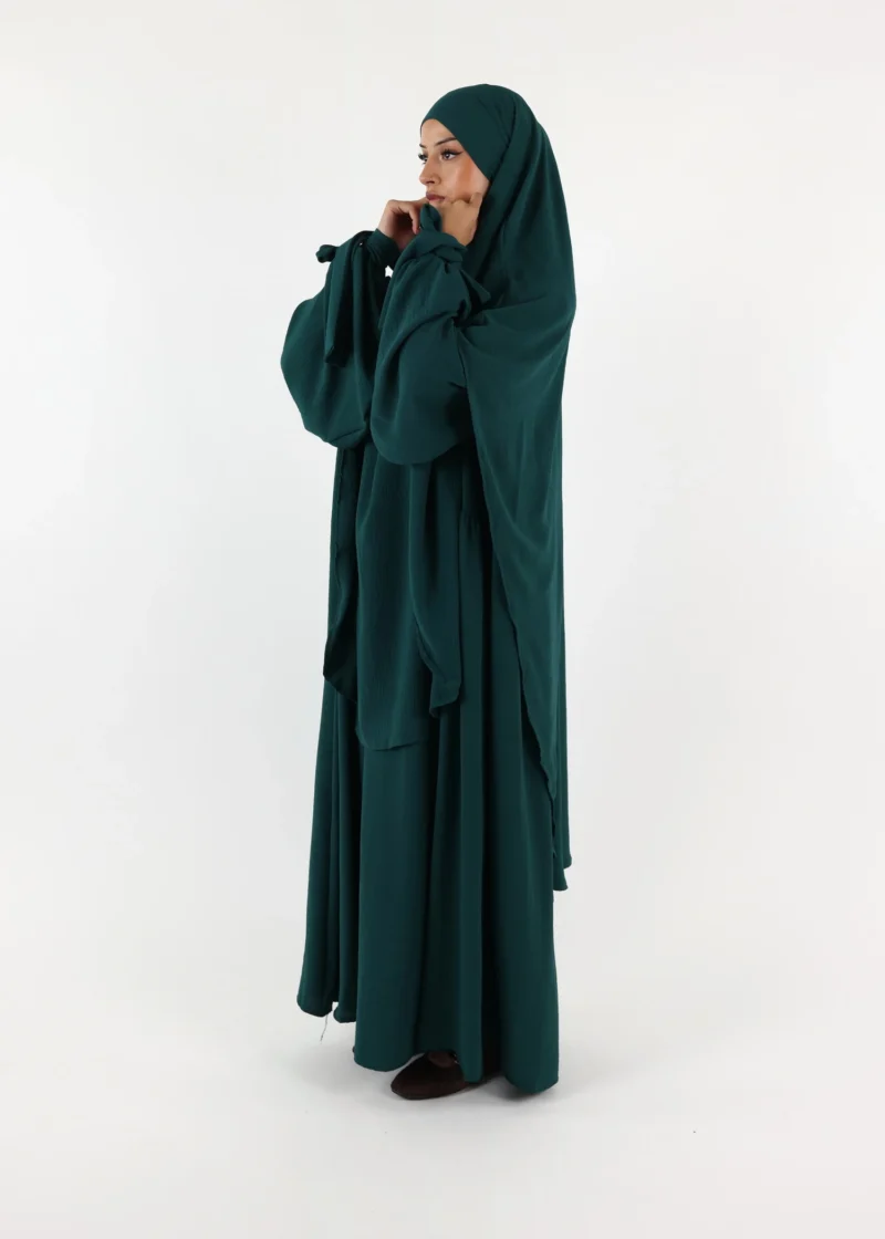 Alternative view of ABAYA and KHIMAR Set Ruqayya - Dark Green