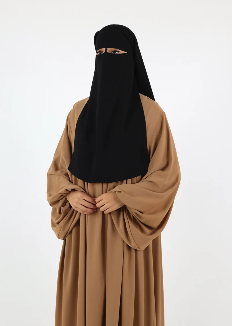 2 Layer Niqab with Nose String – Medium – Black - Image 3