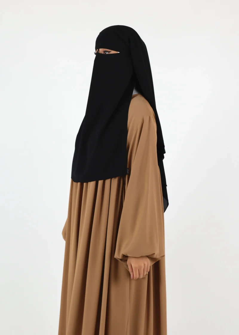 2 Layer Niqab with Nose String – Medium – Black