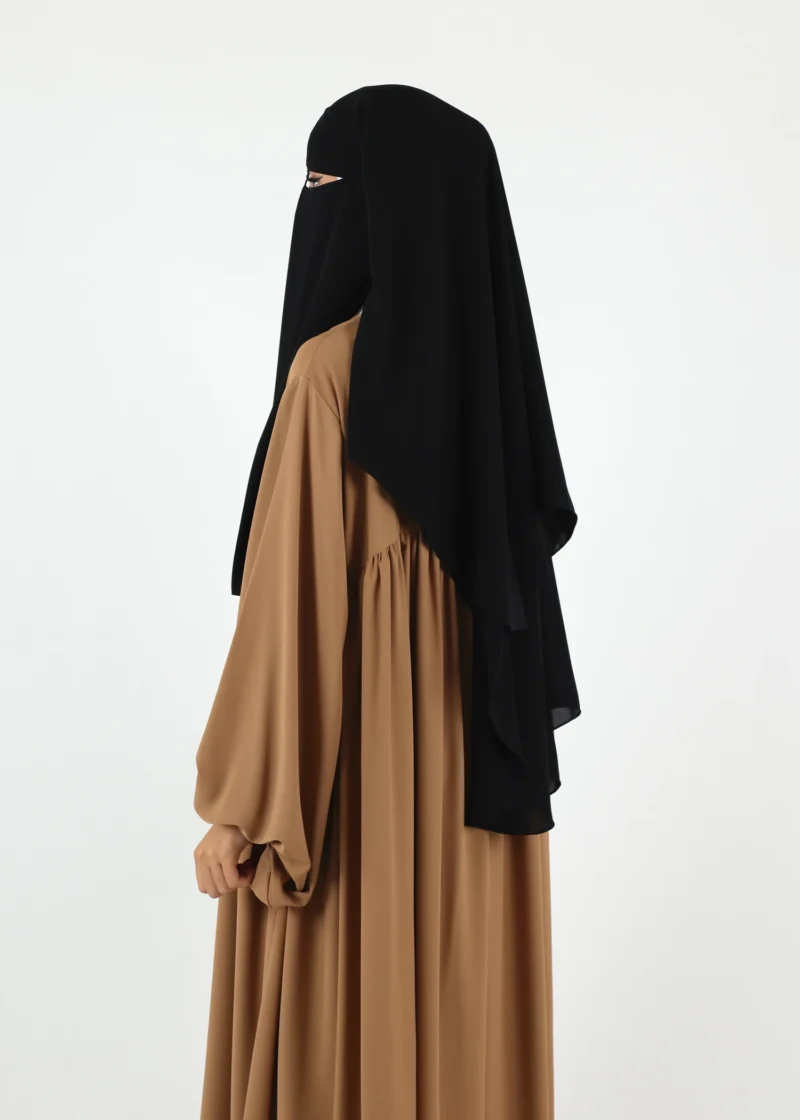 Alternative view of 2 Layer Niqab with Nose String – Medium – Black