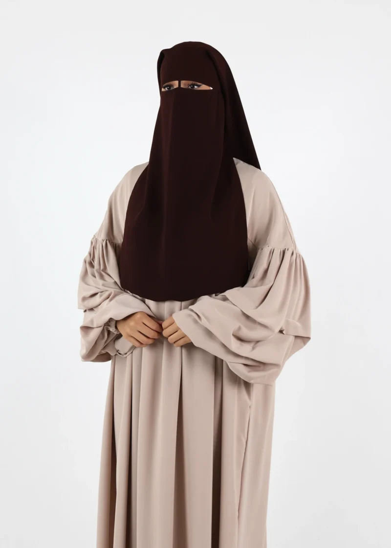 2 Layer Niqab with Nose String – Medium – Coffee - Image 4