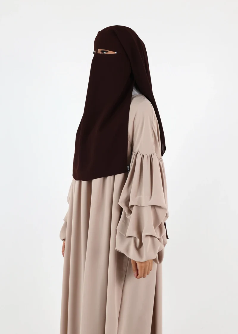 2 Layer Niqab with Nose String – Medium – Coffee - Image 3