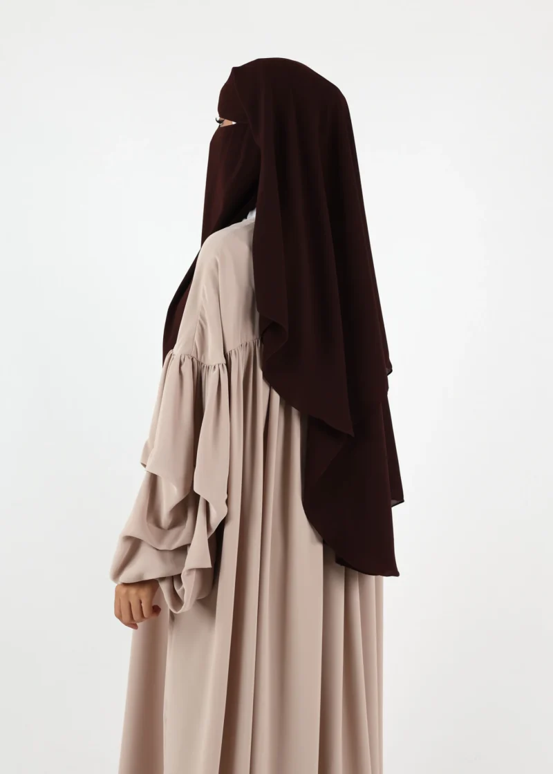 Alternative view of 2 Layer Niqab with Nose String – Medium – Coffee