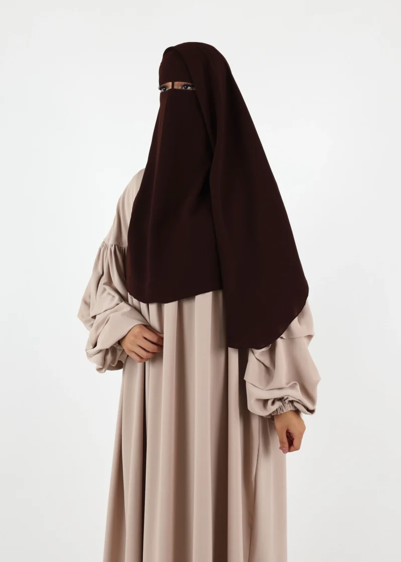 2 Layer Niqab with Nose String – Medium – Coffee