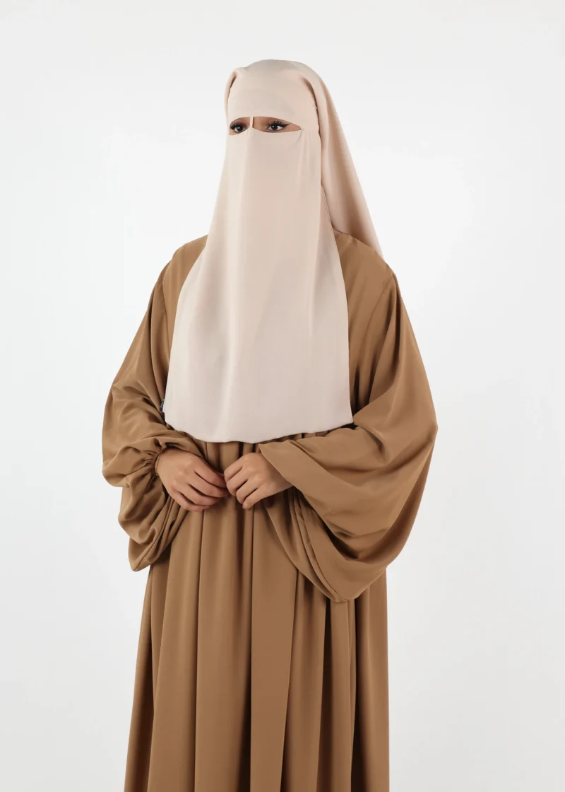 2 Layer Niqab with Nose String – Medium – Cream Beige