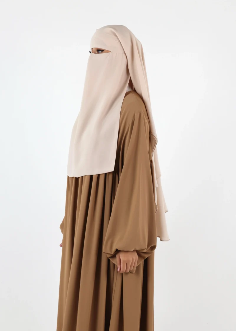 2 Layer Niqab with Nose String – Medium – Cream Beige - Image 3