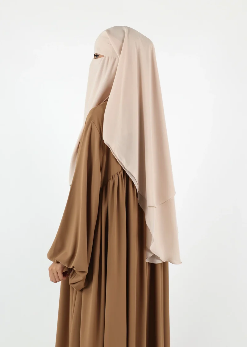 Alternative view of 2 Layer Niqab with Nose String – Medium – Cream Beige