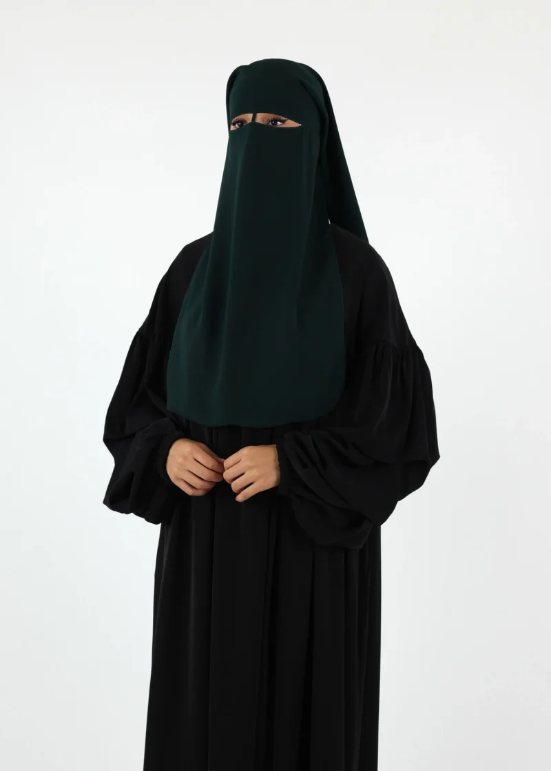 2 Layer Niqab with Nose String – Medium – Dark Green